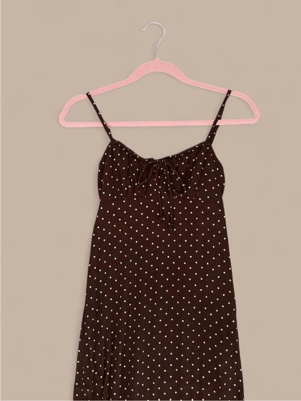 American Eagle Brown Polka Dot Midi Dress - Picture 3 of 8